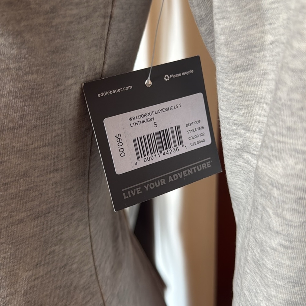 NWT Eddie Bauer size small Light Gray Turtleneck Long Sleeve Top - Picture 4 of 6
